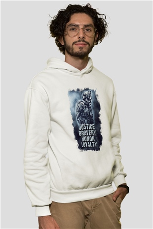 Asker Beyaz Unisex Kapüşonlu Sweatshirt