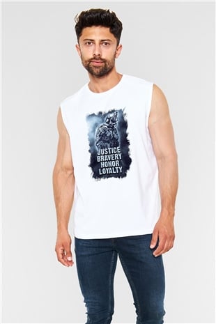 Asker Beyaz Unisex Kolsuz Tişört