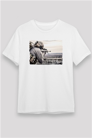 Asker Beyaz Unisex Tişört T-Shirt - TişörtFabrikası