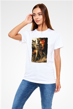 Asker Beyaz Unisex Tişört T-Shirt - TişörtFabrikası