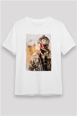 Asker Beyaz Unisex Tişört T-Shirt - TişörtFabrikası