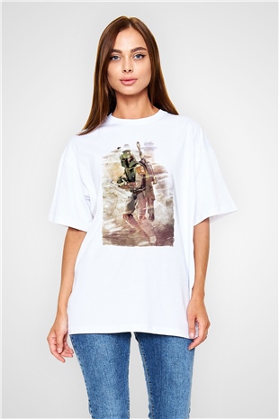 Asker Beyaz Oversize Tişört Oversize T-shirt - TişörtFabrikası