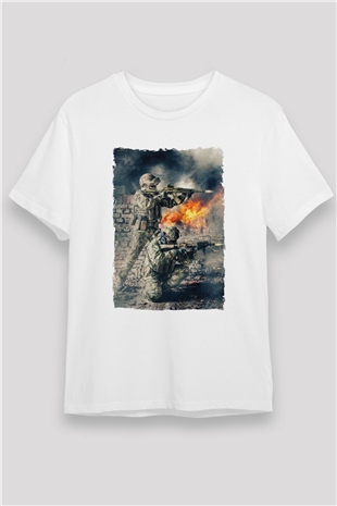 Asker Beyaz Unisex Tişört T-Shirt - TişörtFabrikası