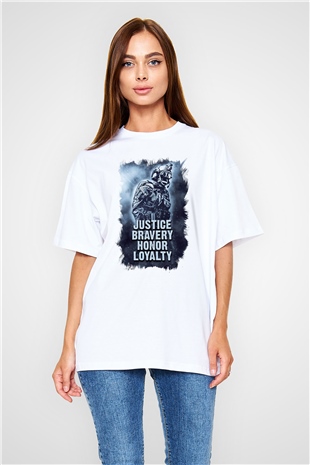Asker Beyaz Oversize Tişört Oversize T-shirt - TişörtFabrikası