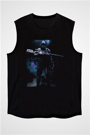 Asker Siyah Unisex Kolsuz Tişört