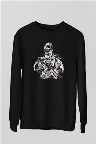 Asker Siyah Unisex Sweatshirt