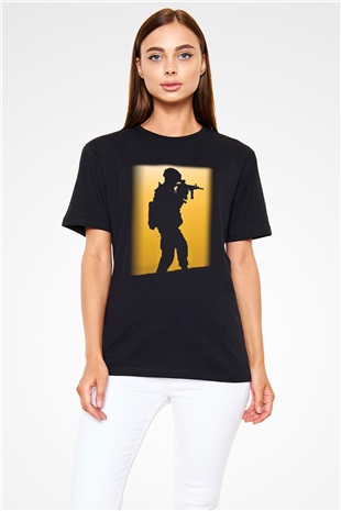 Asker Siyah Unisex Tişört T-Shirt - TişörtFabrikası