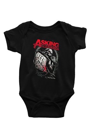 Asking Alexandria Baskılı Siyah Bebek Body - Zıbın