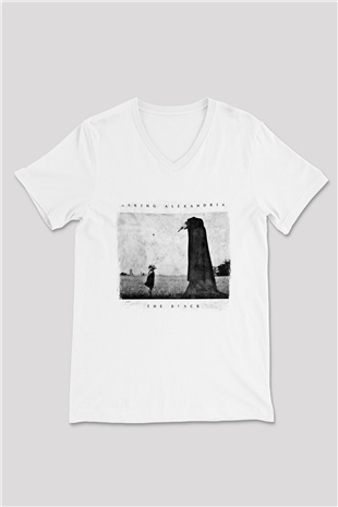 Asking Alexandria Baskılı Unisex Beyaz V Yaka Tişört