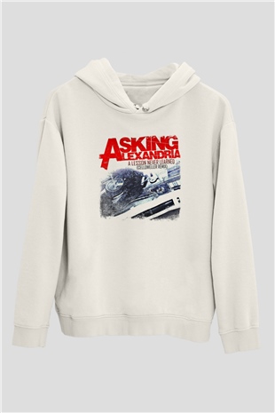 Asking Alexandria Baskılı Unisex Beyaz Hoodie