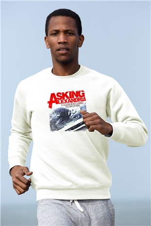 Asking Alexandria Baskılı Unisex Beyaz Sweatshirt
