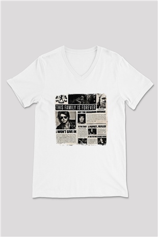 Asking Alexandria Baskılı Unisex Beyaz V Yaka Tişört