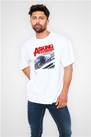 Asking Alexandria Baskılı Unisex Beyaz Oversize Tişört
