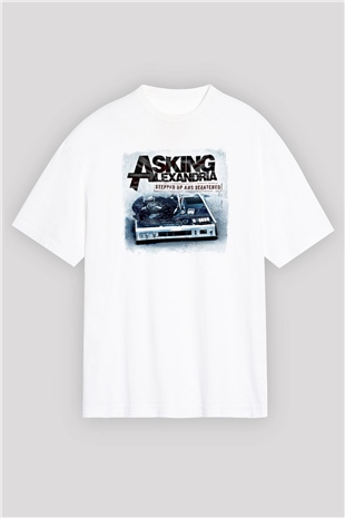 Asking Alexandria Baskılı Unisex Beyaz Oversize Tişört