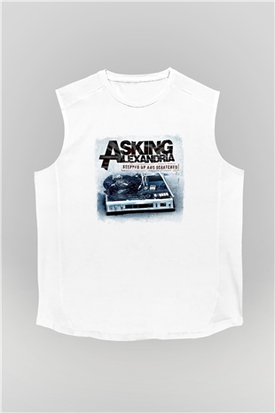 Asking Alexandria Baskılı Unisex Beyaz Kolsuz Tişört