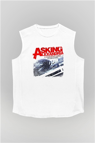 Asking Alexandria Baskılı Unisex Beyaz Kolsuz Tişört