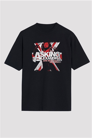 Asking Alexandria Baskılı Unisex Siyah Oversize Tişört