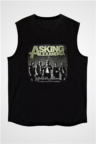 Asking Alexandria Baskılı Unisex Siyah Kolsuz Tişört