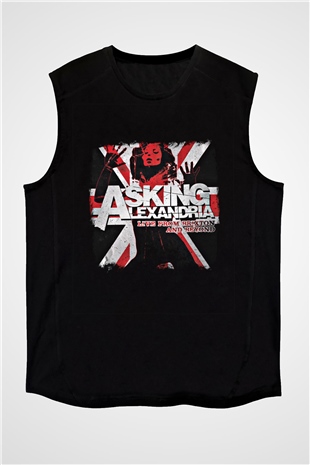 Asking Alexandria Baskılı Unisex Siyah Kolsuz Tişört