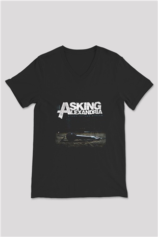 Asking Alexandria Baskılı Unisex Siyah V Yaka Tişört