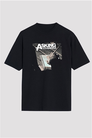 Asking Alexandria Baskılı Unisex Siyah Oversize Tişört