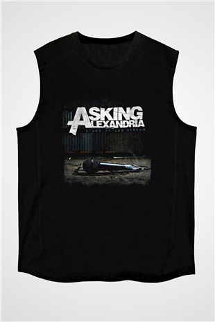 Asking Alexandria Baskılı Unisex Siyah Kolsuz Tişört