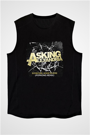Asking Alexandria Baskılı Unisex Siyah Kolsuz Tişört