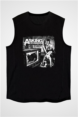 Asking Alexandria Baskılı Unisex Siyah Kolsuz Tişört