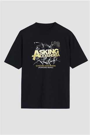Asking Alexandria Baskılı Unisex Siyah Oversize Tişört