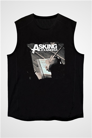 Asking Alexandria Baskılı Unisex Siyah Kolsuz Tişört