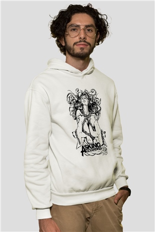 Asking Alexandria Beyaz Unisex Kapüşonlu Sweatshirt