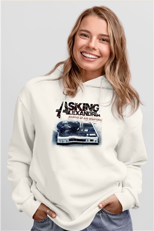 Asking Alexandria Beyaz Unisex Kapüşonlu Sweatshirt