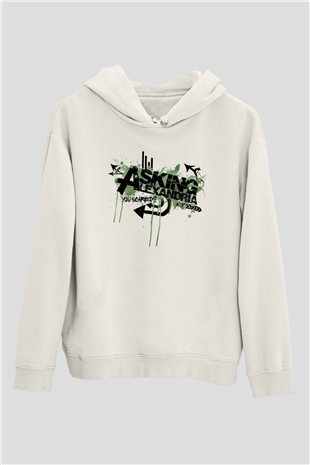 Asking Alexandria Beyaz Unisex Kapüşonlu Sweatshirt