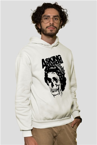 Asking Alexandria Beyaz Unisex Kapüşonlu Sweatshirt