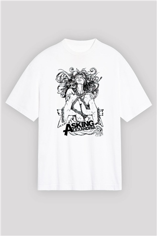 Asking Alexandria Beyaz Unisex Oversize Tişört T-Shirt