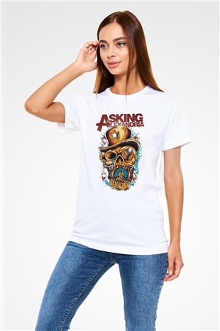 Asking Alexandria Beyaz Unisex Tişört T-Shirt - TişörtFabrikası