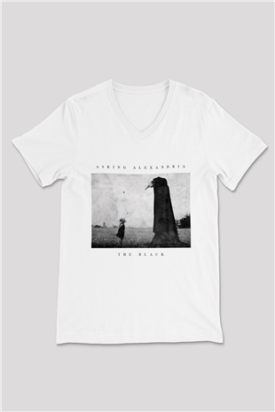 Asking Alexandria Beyaz Unisex V Yaka Tişört T-Shirt