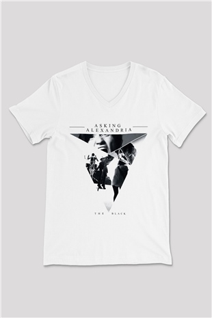 Asking Alexandria Beyaz Unisex V Yaka Tişört
