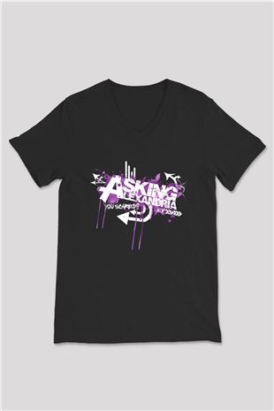 Asking Alexandria Siyah Unisex V Yaka Tişört T-Shirt