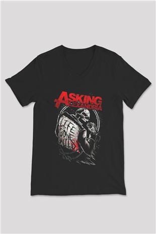 Asking Alexandria Siyah Unisex V Yaka Tişört T-Shirt