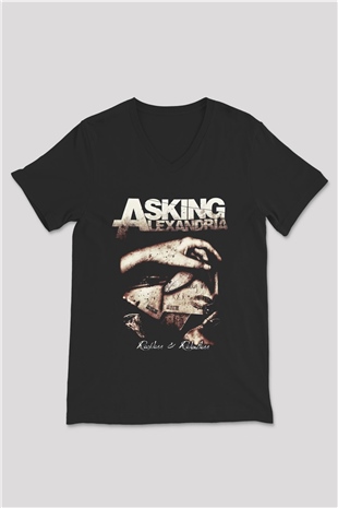 Asking Alexandria Siyah Unisex V Yaka Tişört