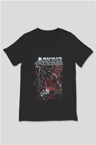 Asking Alexandria Siyah Unisex V Yaka Tişört T-Shirt