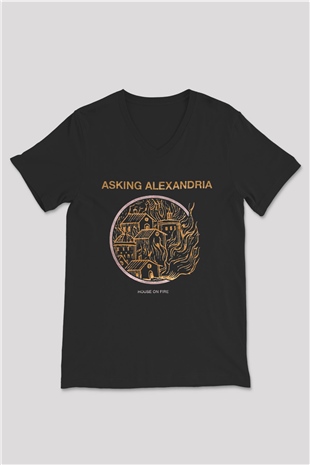 Asking Alexandria Siyah Unisex V Yaka Tişört