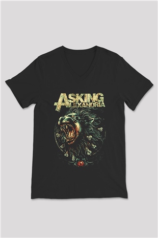 Asking Alexandria Siyah Unisex V Yaka Tişört T-Shirt