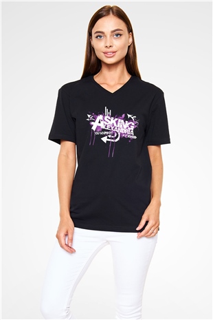 Asking Alexandria Siyah Unisex V Yaka Tişört T-Shirt