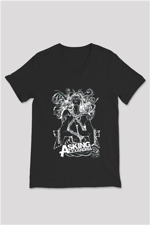 Asking Alexandria Siyah Unisex V Yaka Tişört T-Shirt