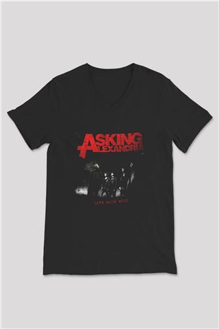 Asking Alexandria Siyah Unisex V Yaka Tişört