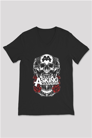 Asking Alexandria Siyah Unisex V Yaka Tişört T-Shirt