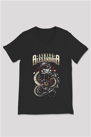Asking Alexandria Siyah Unisex V Yaka Tişört