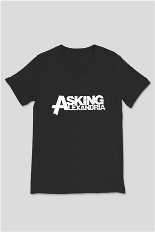 Asking Alexandria Siyah Unisex V Yaka Tişört T-Shirt